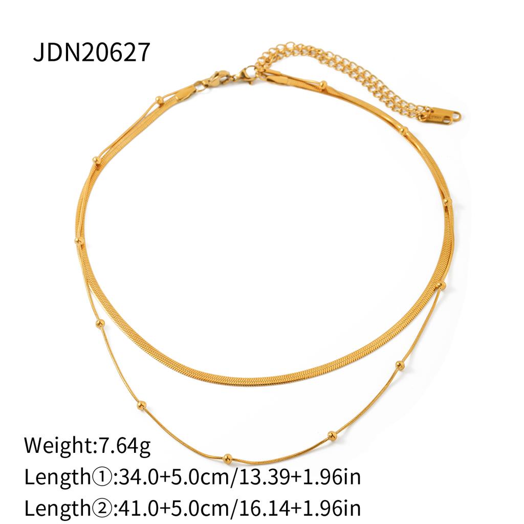 Uworld Gioielli Semplici Placcato Oro 18K Collana a Strati Catena Piatta Serpente Collana a Corda Serpente in Acciaio Inossidabile Regalo