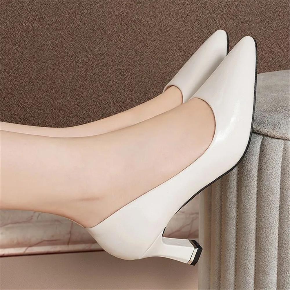 Zapatos De Mujer Women Sweet Light Weight Black Plus Size High Heel Shoes for Office Lady Casual Beige Pumps A1072