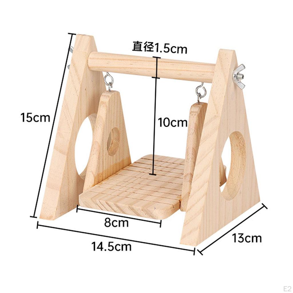 Parrot Swing Toy Rest Stand Bird Cage Accessory Entertainment Play Fun Exercise Wooden
