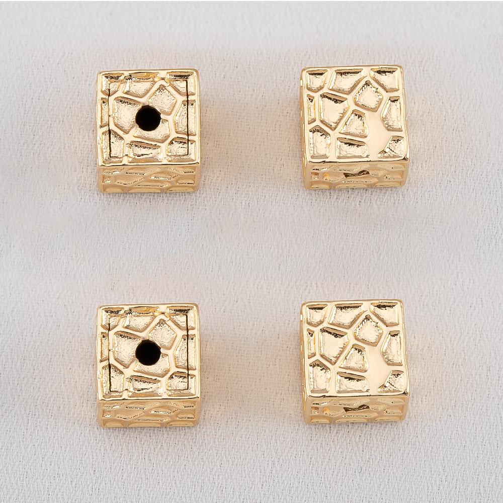 Gold Color Plated Copper Cube Spacers Bead for Jewelry Beads Separator Loose Charm Bead DIY Bracelet Necklace Making Accessories