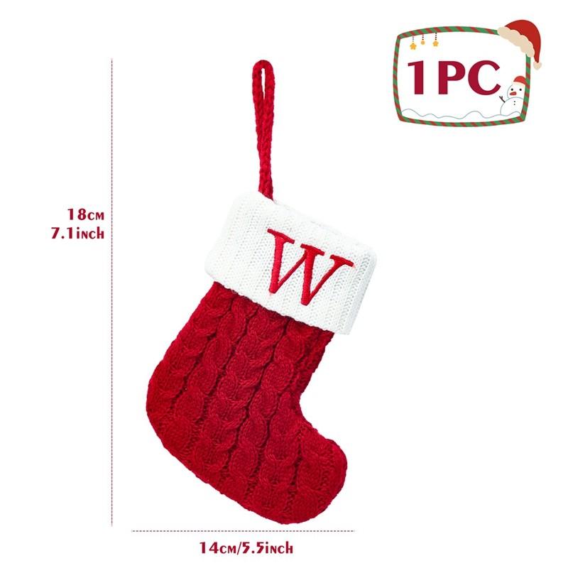 Christmas Socks Red Snowflake Alphabet Letters Knitting Stocking Christmas Tree Pendant Decoration For Home Xmas New Year Gift
