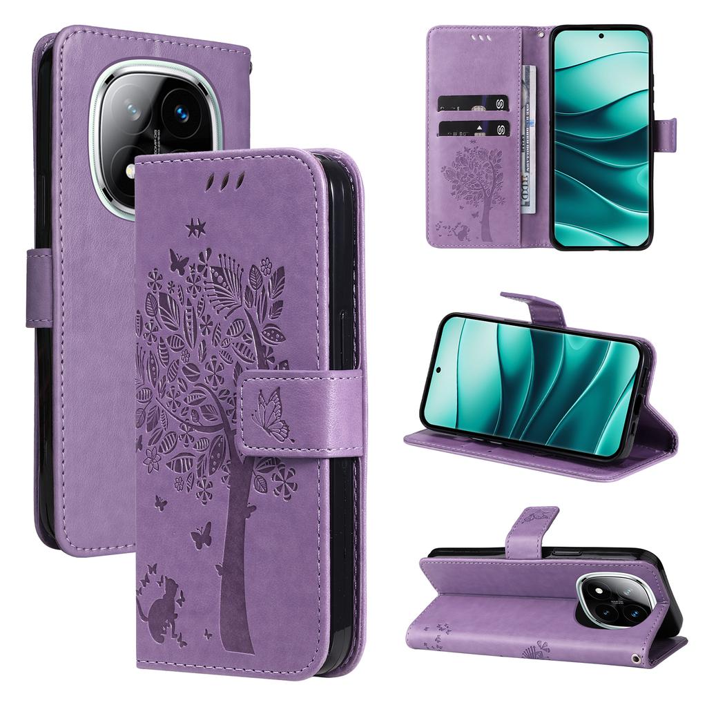 For Xiaomi Redmi Note 14 Pro+ 5G/Note 14 Pro 5G/Poco X7 5G Phone Case with Stand Cat Tree Pattern Leather Wallet Mobile Cover