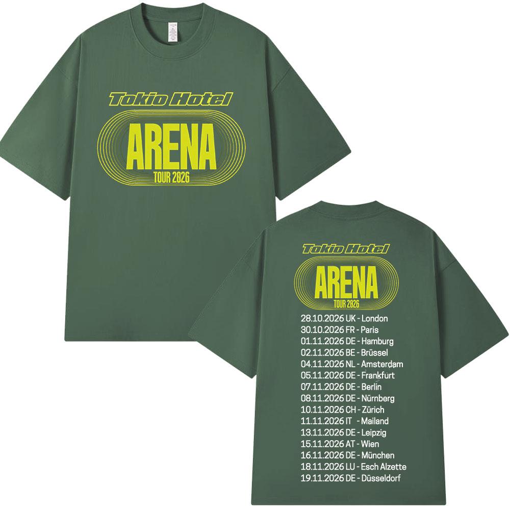 Rock Band Tokio Hotel Arena Tour 2026 Tshirts Unisex Women Fashion Vintage Short Sleeve Tshirt High Quality Cotton Casual T Shirt