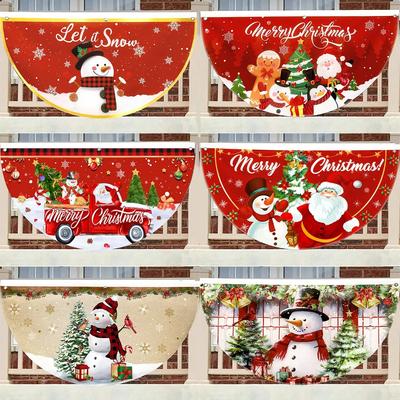 Christmas Outdoor Fan-shaped Flag Banner Christmas Decor for Home 2026 Cristmas Drop Ornament Xmas Navidad Gift New Year 2026