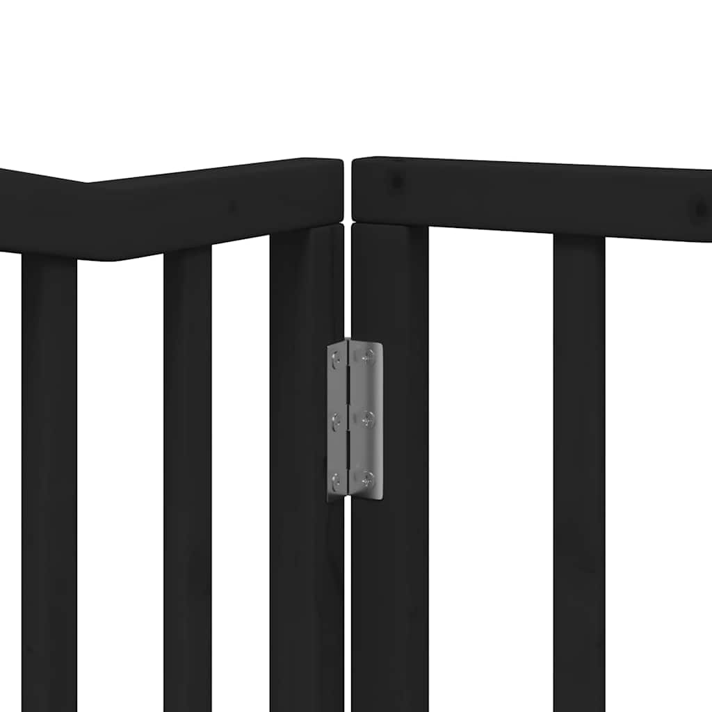 8 Piece Foldable Black Dog Gate 640 cm Poplar Wood