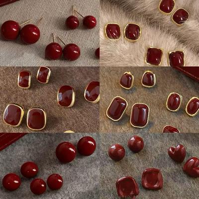 Boucles d'oreilles pendantes Cœur Nœud Rouge Ankara Aiguille d'Argent - Boucles d'oreilles tendance, polyvalentes et luxueuses haut de gamme