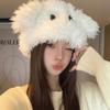 Japanese Funny Cartoon Big Eyed Puppy Pullover Hat for Women In Autumn and Winter  Warm Ear Protection  Sweet and Cute Thickened Plush Hat