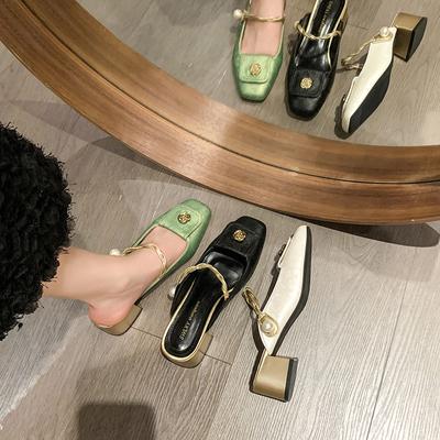 Damen Baotou High Heel Sandalen Sommer Neue Mode Mary Jane Square Toe Casual Damen Hochwertige weiche und bequeme Sandalen