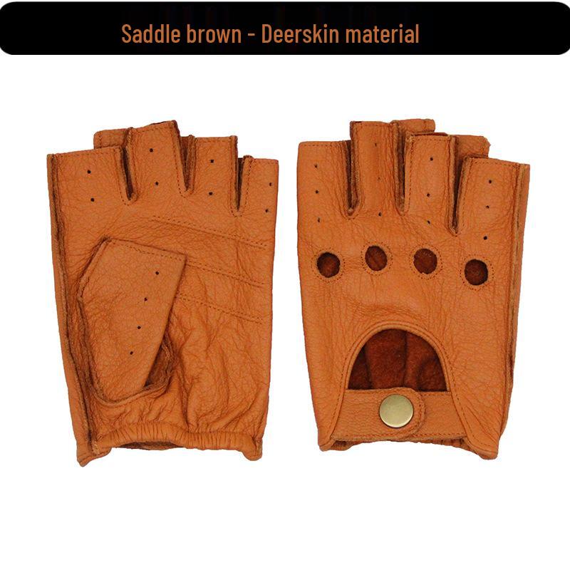 Unisex retro kožené rukavice bez prstů pro sport, řízení a cyklistiku