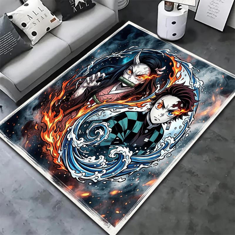 Demon Slayer Kimetsu No Yaiba Teppich für Wohnzimmer Schlafzimmer Zuhause Sofa Dekoration Kinder Spielen Rutschfeste Bodenmatte