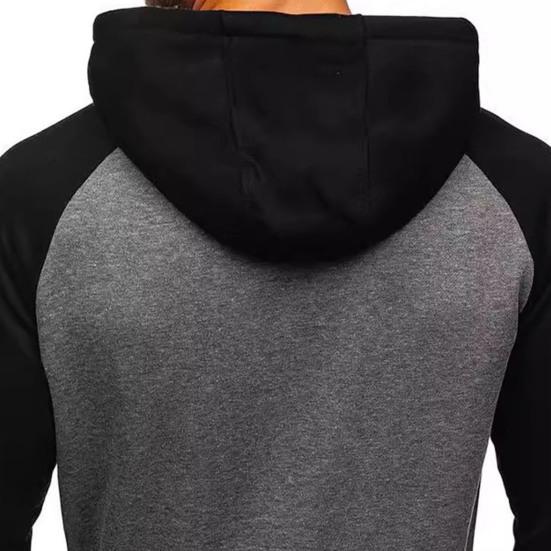 Herre Raglanermet Hettegenser Casual Pullover Hettegenser Atletisk Hettegenser med Kengurulomme Snøring for Gym Streetwear