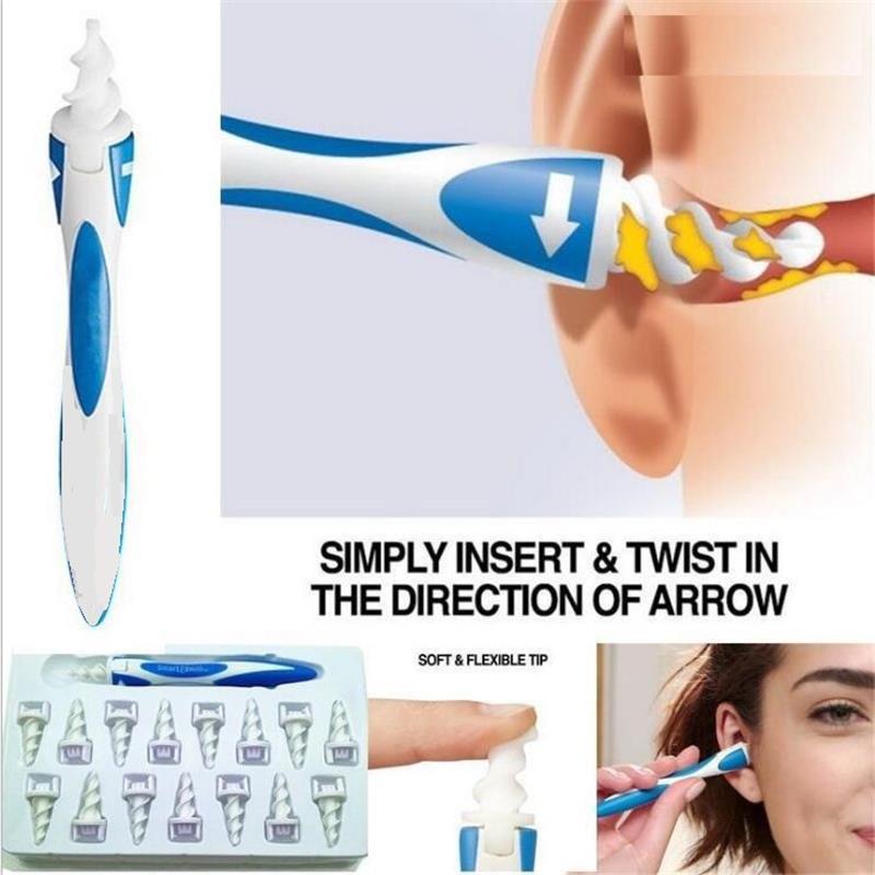 Rotating Silicone Ear Cleaner with 16 Heads for Children and Adults