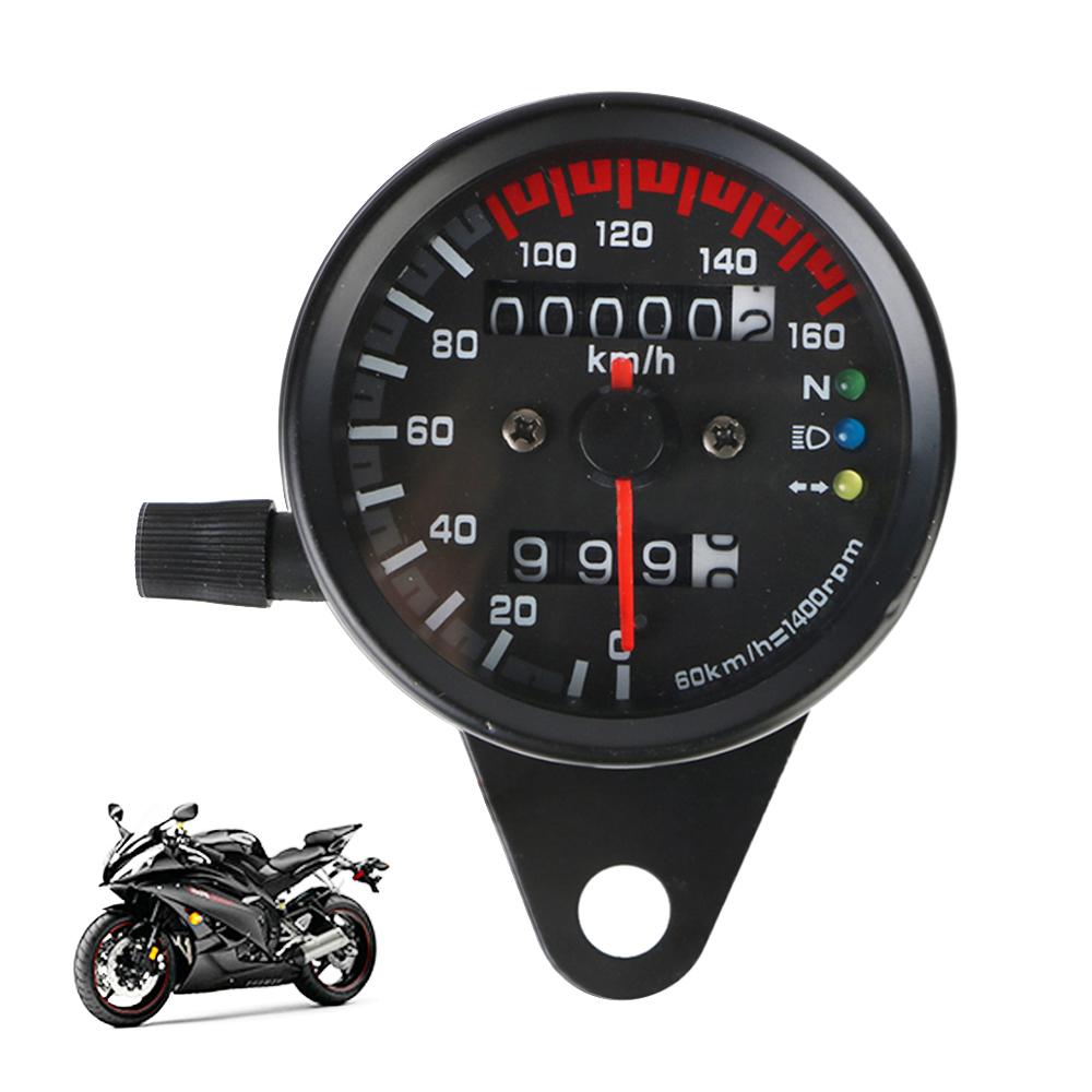 Universal with LED Signal Light Motorcycle Speedometer Odometer Gauge for Cafe Racer Motorbike Backlight Indicator 12V