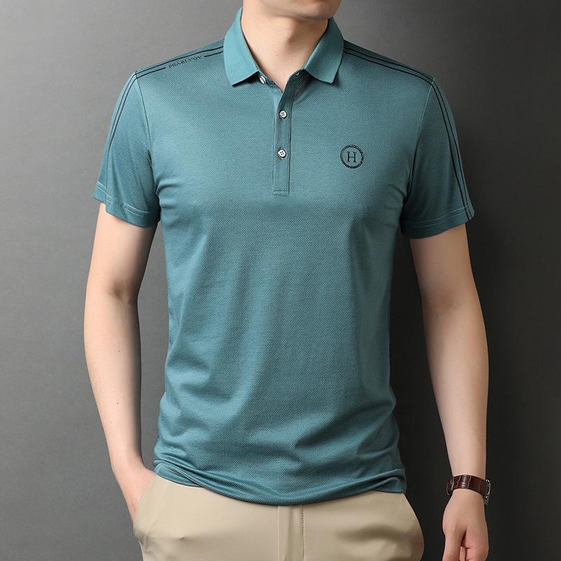 

Летняя новая повседневная однотонная футболка с лацканами, рубашка-поло, футболка, модная мужская футболка с лацканами и короткими рукавами XXXL