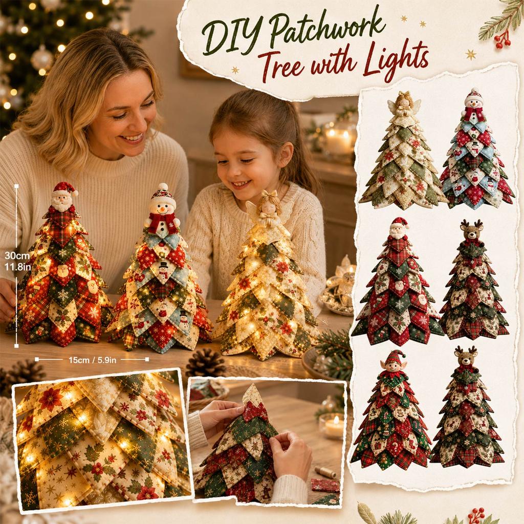 Decorative Patchwork Set with Lights for Holiday and Everyday Decor