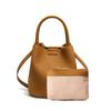 Genuine cowhide lychee pattern women's handbag with single shoulder strap, large capacity, mother-child bag, bucket bag