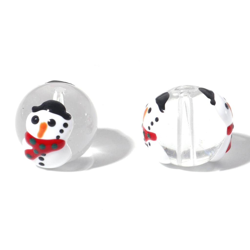 5 PCs Round Christmas Lampwork Glass Beads Multicolor Xmas Tree Snowman Enamel DIY Making About 14mm Dia, Hole: Approx 1.5mm