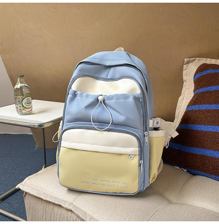 Trendy Backpack Nylon For Girls With Letter Print And Color Design Blocking