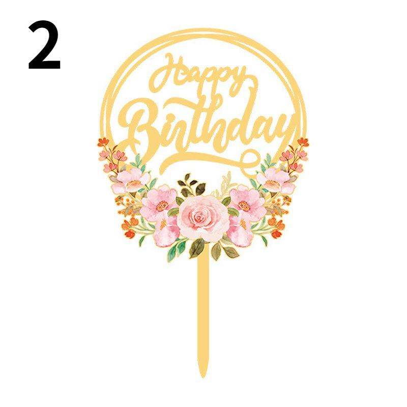 Top Birthday Wedding Cake Dessert Decoration Gold and Silver Party Cake Inserts Acrylic Flower Cake Decoration Cake Topper