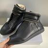 Unisex Genuine Leather High-Top Shoes Men's Lace-Up Walking Shoes Flat Casual Sports Shoes Hook-Loop Design Outdoor Ankle Boots