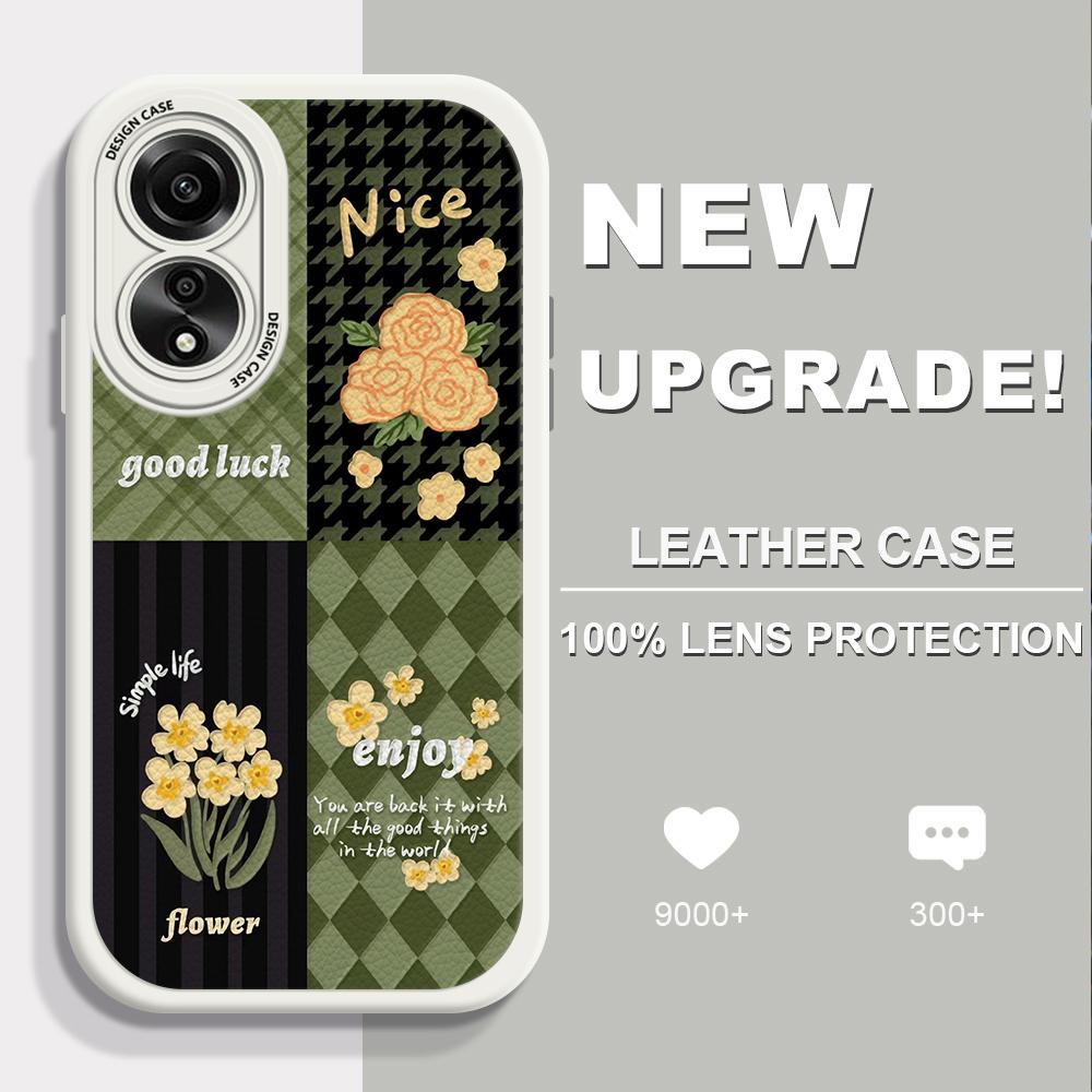 

Чехол для телефона из искусственной кожи с цветочным и решетчатым узором для OPPO A16 A16s A36 A96 A78 A98 Realme C30 C33 C35 Reno 8 Pro 8T OnePlus OPPO F23 5G белый