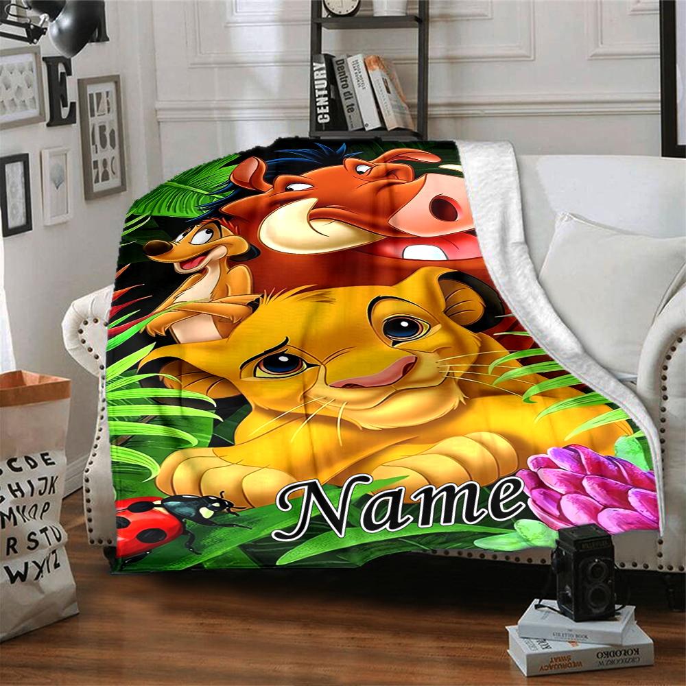Custom Name Lion Adventure Party Blanket For Couch Bed Plush Cozy Fuzzy Blanket Super Soft Warm Blankets For Fall And Winter 0916270