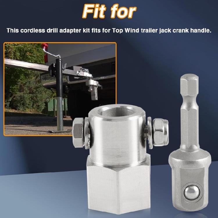 Stainless Steel Cordless Power Drill Converters Professional High Strength Drill Adapter for Trailer Jacks Crank Tasks