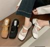 Fashion 2025 Summer Breathable Mesh Hollow Mules Slippers Women Square Head Mary Jane Shoes Women Chunky Heels Square Head Half Slippers