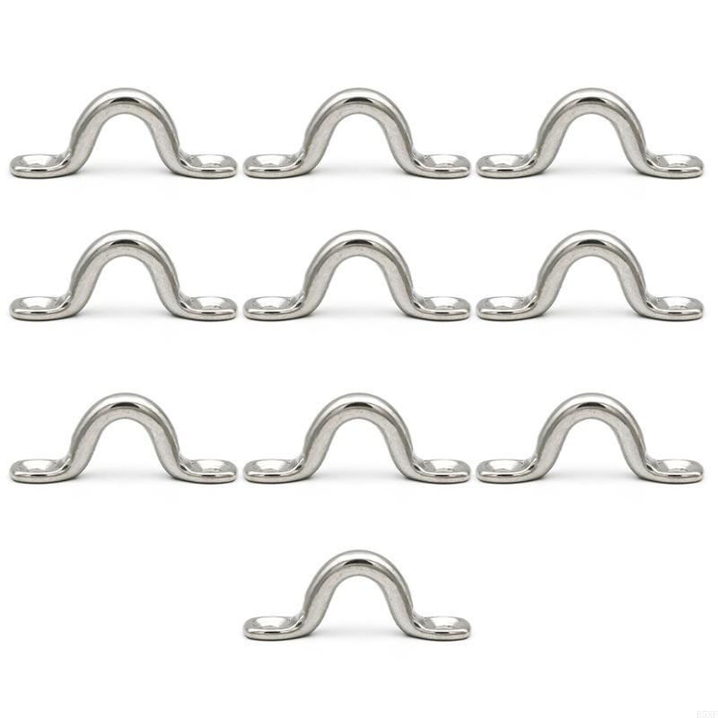 

2025 New 10 Pack Stainless Boat Door Handle Knob Wire Eye Strap Oblong Bimini Loop Plate серебряный