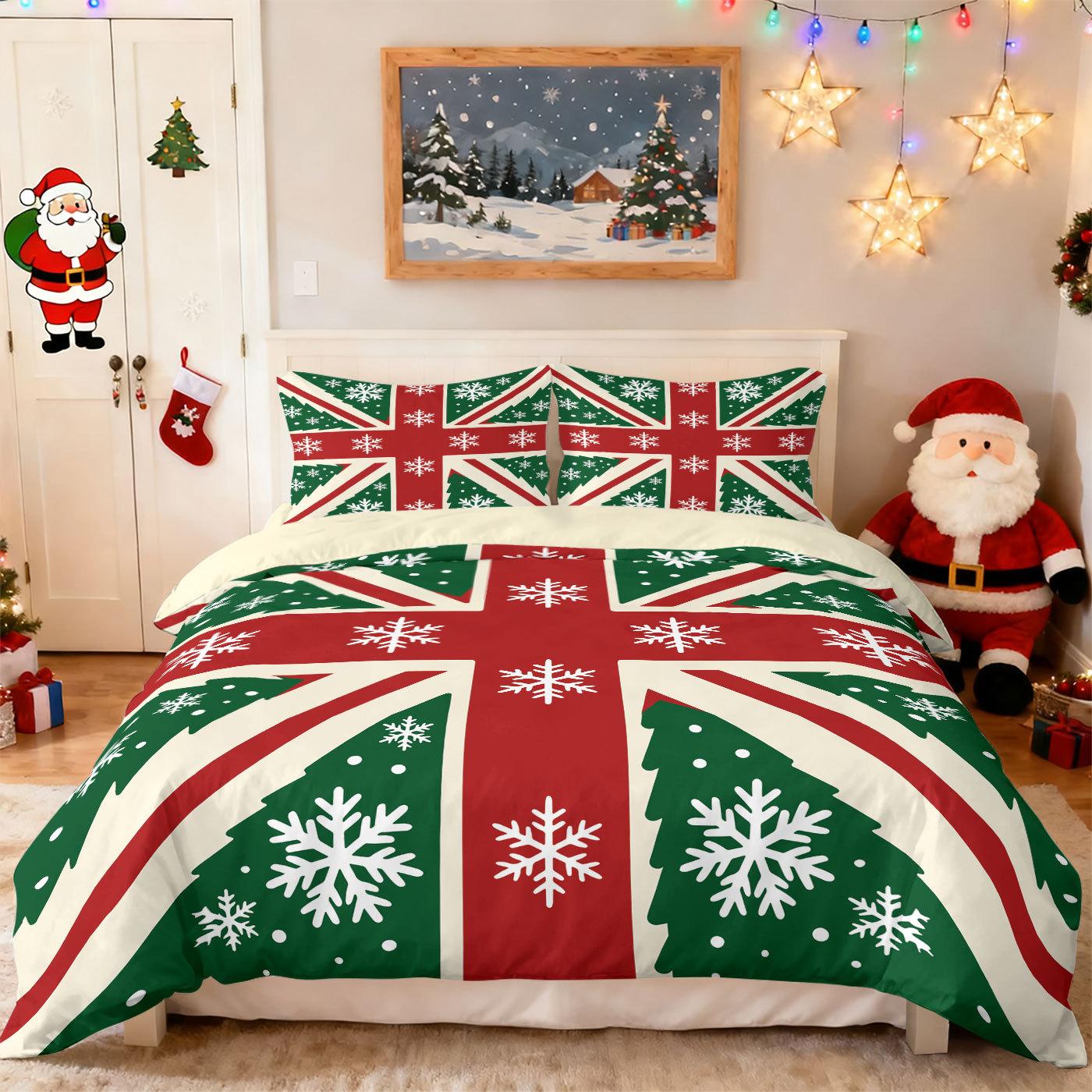 

National Flag Pattern 3D Digital Printing Bed Three-Piece Set Quilt Cover Pillowcase Bedding Home Textile Can Be 135x200