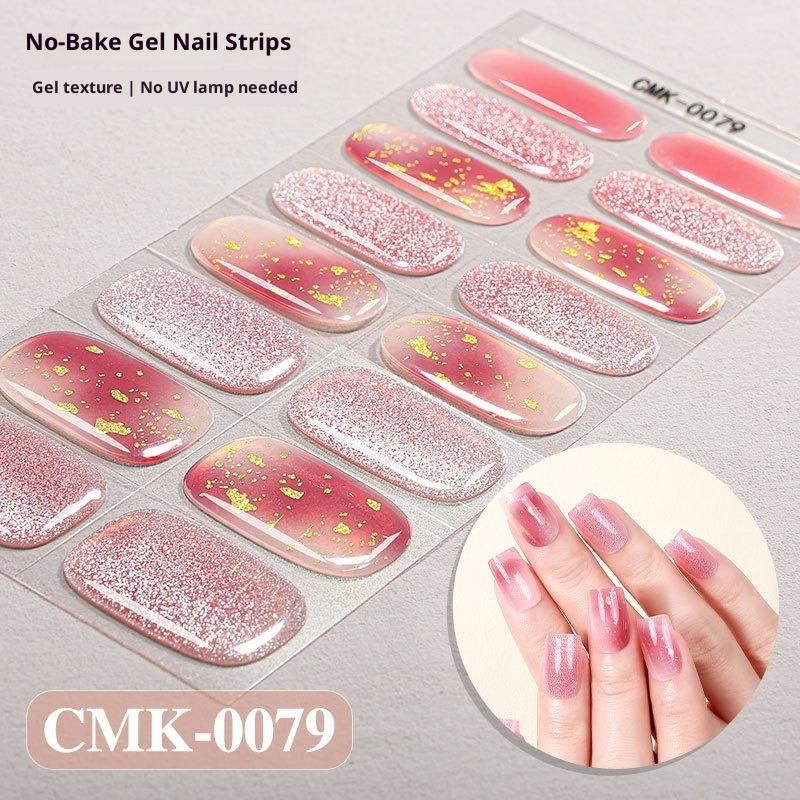 Cat-Eye Nagelsticker ohne Backen oder UV-Schutz, Grenzüberschreitende Florale, Karierte, Gepunktete Gel-Nagelsticker