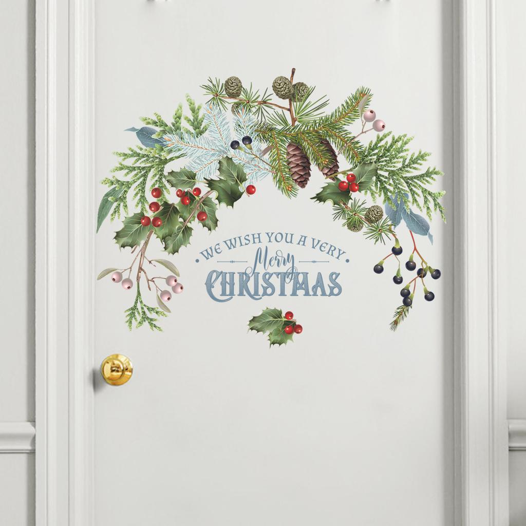 Crystal Christmas Window Vinyl Wall Sticker Green Original Glass Window Christmas Decoration Posters Home New Year Stickers 2022