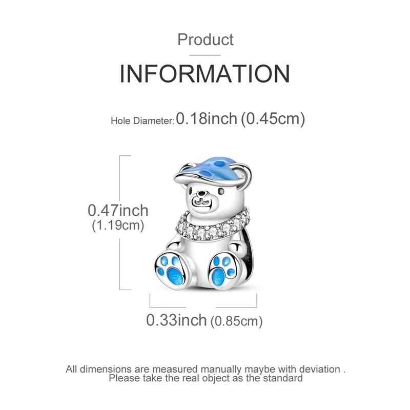 Cute Blue Hip-Hop Bear Charms Copper Original Beads Fit Originalcharms Bracelet Beads Jewelry Gifts For Women