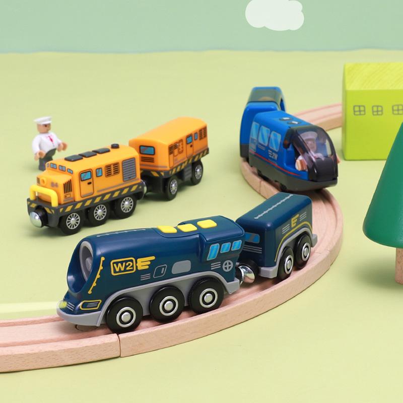 Batteriebetriebene Lokomotive Zugset Leistungsstarke Lok Kugelförmiger Elektrozug Waggons Spielzeug Passend für Biro Holzeisenbahnschiene Kindergeschenk