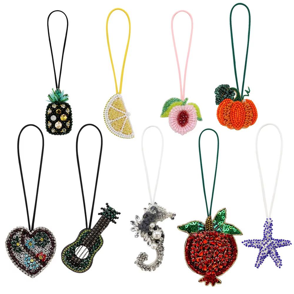 Beaded Patch For Embellishing Bag Clothing Lanyard Sequin Rhinestones Butterflies Snakes Seashell Conch Pearls Tassels Keychain