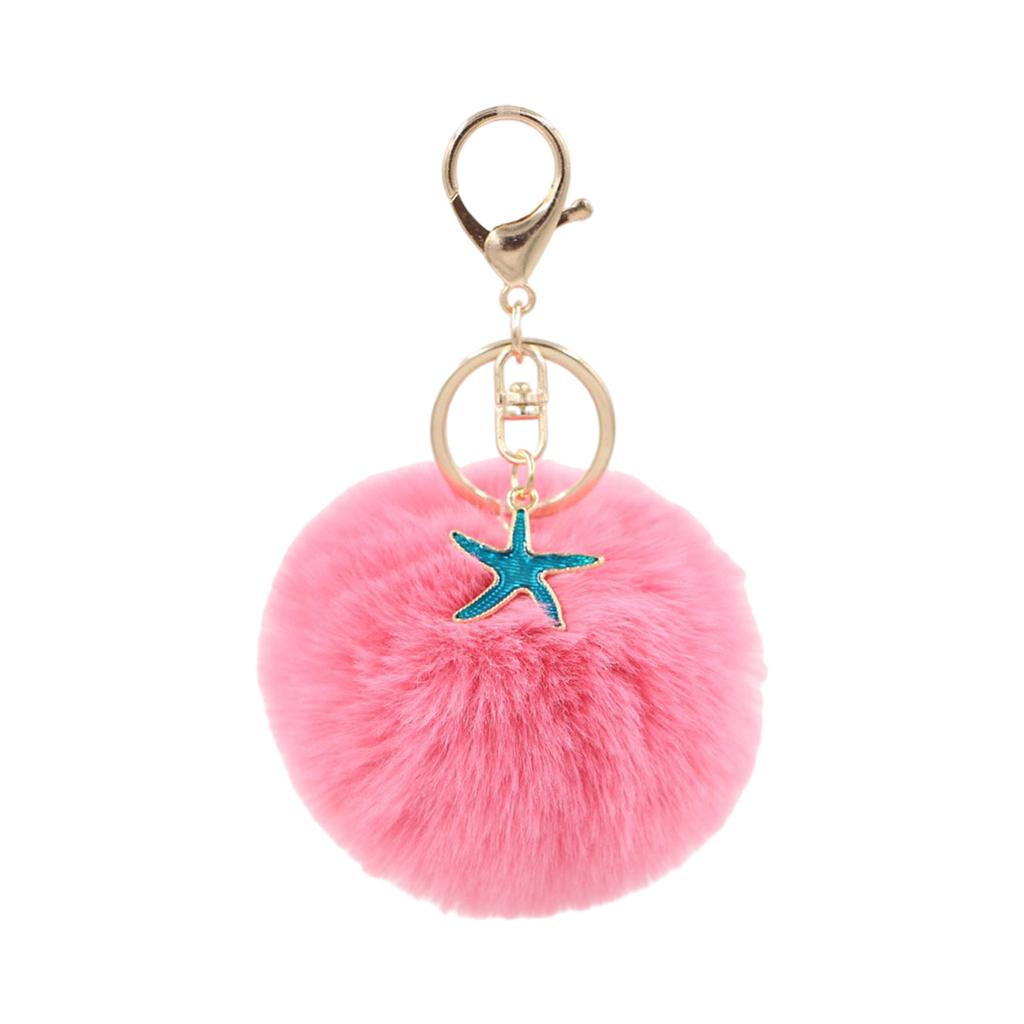 Soft Plush Starfish Keychain Accessory Durable Starfish Furry Sphere Keychain Key Chain Accessory for Fashion Lovers