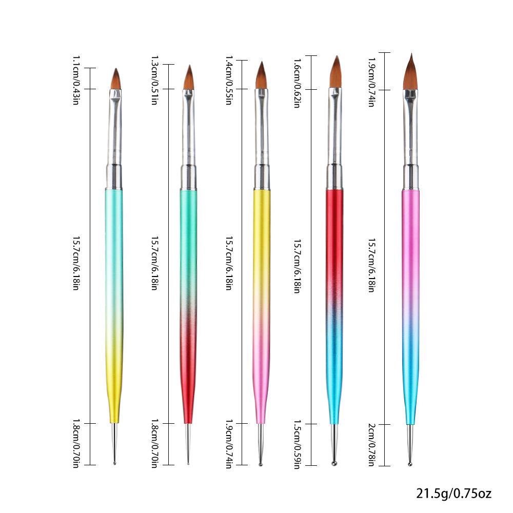 

Набор из 5 двухсторонних ручек для нейл-арта с градиентными металлическими ручками и инструментом для резьбы с медной трубкой.