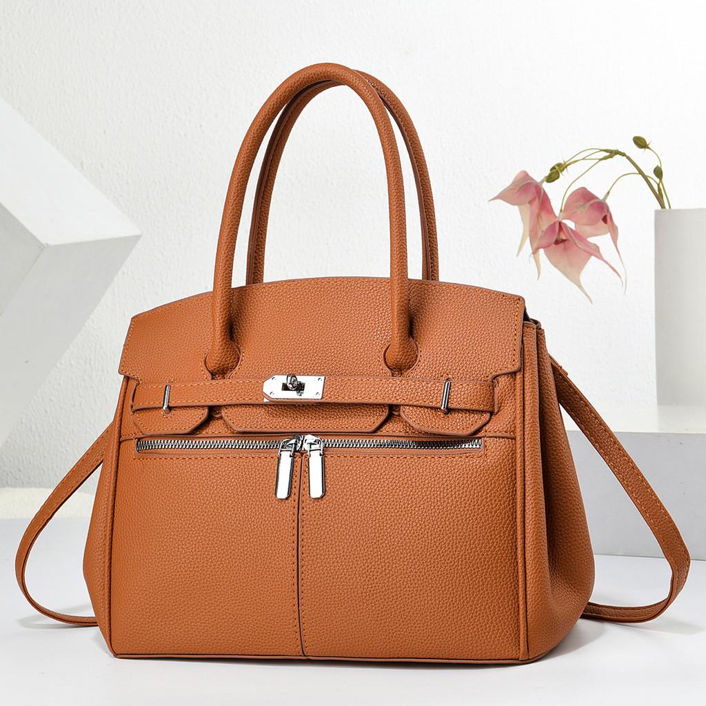 Crossborder Style Pu Large Capacity Shoulder Bag With Double Zipper For Daily Use