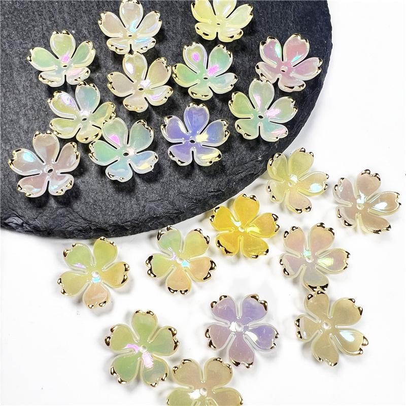 50Pcs New 19MM Acrylic Cherry Blossoms Flower Beads Petals Charm Connectors Diy Earrings Hair Jewelry Making Resin Acessories
