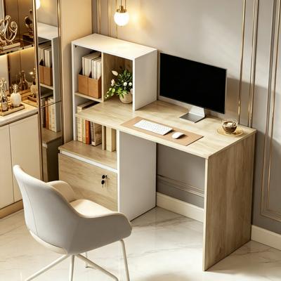 Computer Desk with Bookcase and 4 Compartments, Computer Table with Lockable Drawer for Home Office (only with Computer Table)