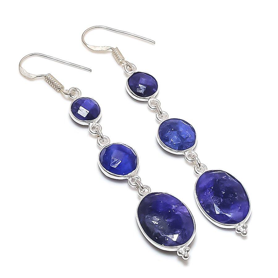 

Натуральный сапфир(Смоделированный) Ювелирное изделие из стерлингового серебра 925 пробы, серьга 2,80 i5n94