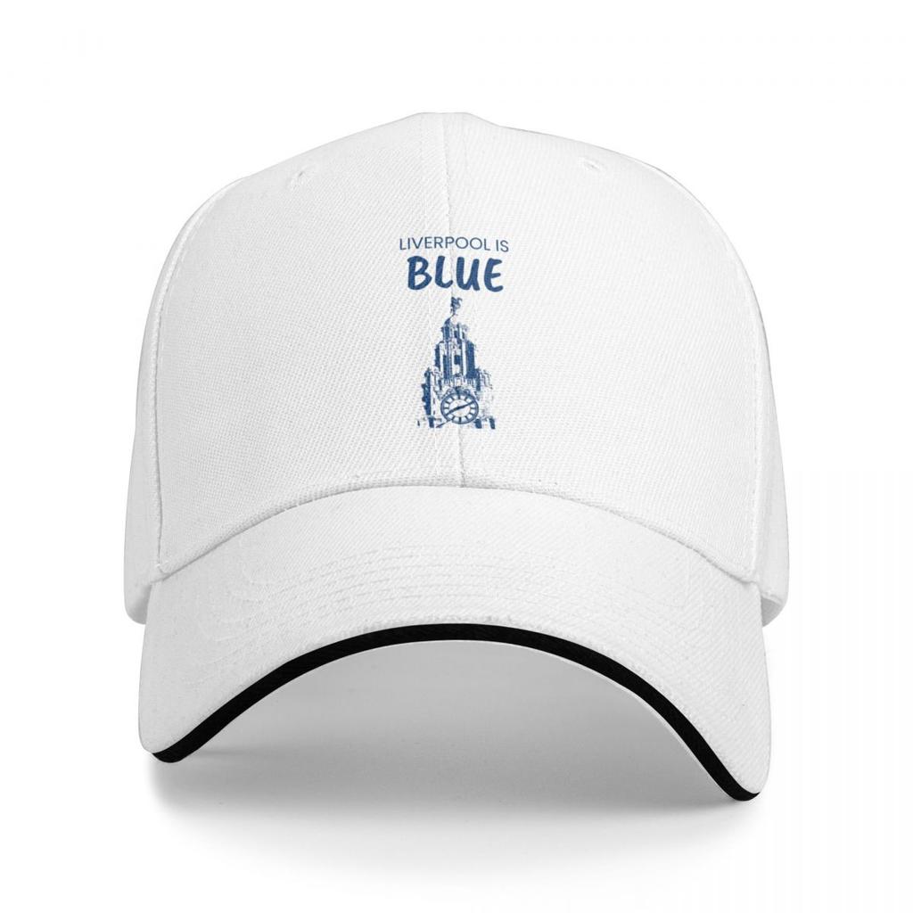 Liverpool Is Blue Everton Liver Building Liver Bird Blue On White Background Baseball Cap Luxury Hat Golf Hat Man Men Women's