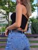 Straplez Tank Top Düz Renk CropTops Kadın Yaz Camiş Rahat Kaşkorse Moda Tüp Kadın Kolsuz Kırpılmış Y2K Giysileri