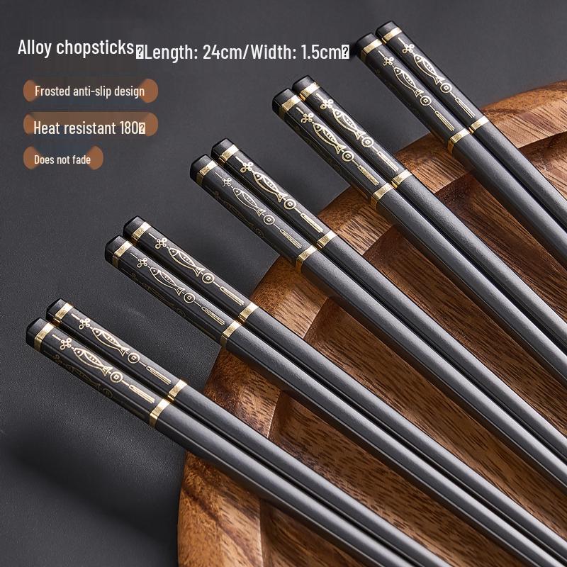 Beautiful Anti-Mold Household Alloy Chopsticks - One Per Family Member