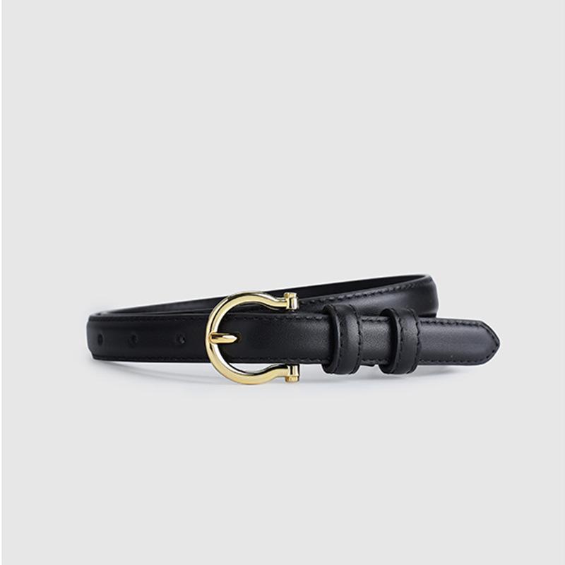 Women's Exquisite Style Genuine Leather Belt with French Gold Buckle – Versatile and Luxurious.