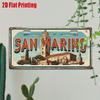 2D Flat, 1 Piece of Retro Metal License Plate, San Marino Cityscape Aluminum Sign, Suitable for Home, Bar, Cafe, Garage Wall Art