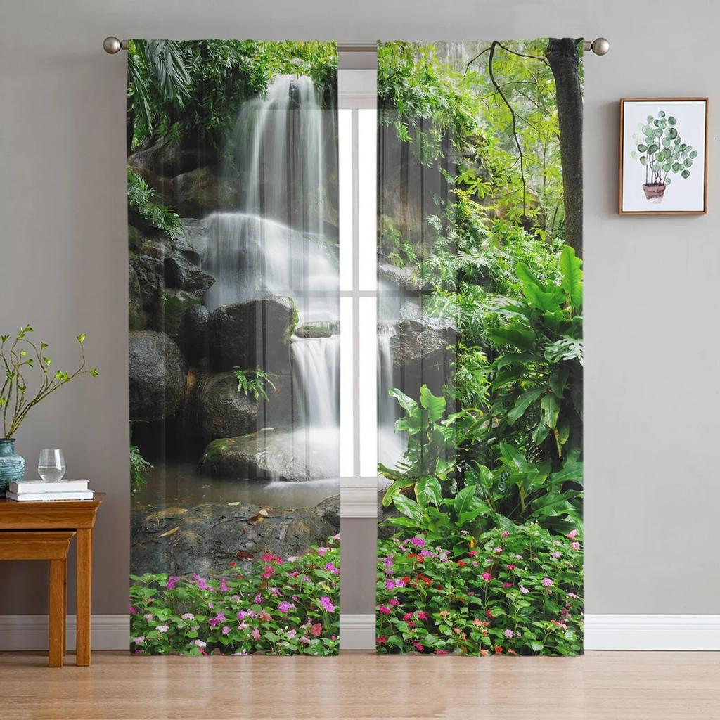 Garten Balkon Blumen Tüll Vorhänge für Wohnzimmer Sheer Vorhang Schlafzimmer Voile dekorative Fenster Behandlungen