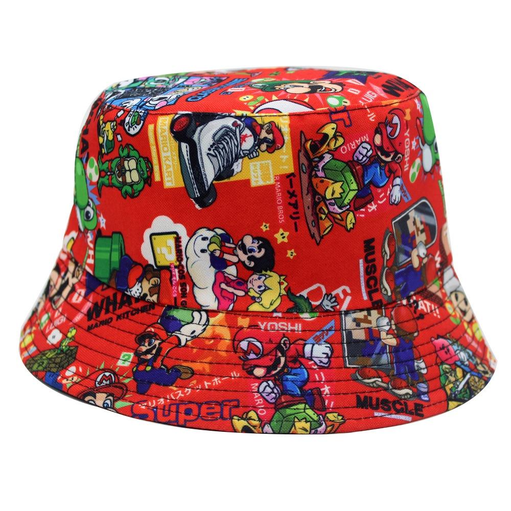Super Mario Anime Game Mario Print Fisherman Hat Unisex Sunshade Bucket Hat