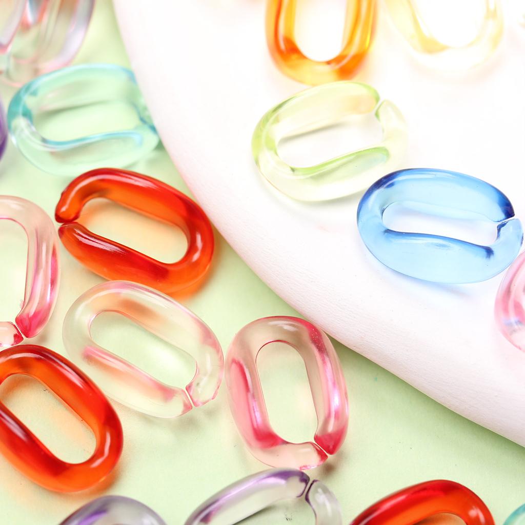 Clear Jewelry Making O Shape Chain Beads Solid Color 300Pcs 11*16mm DIY For Fashion  Beads