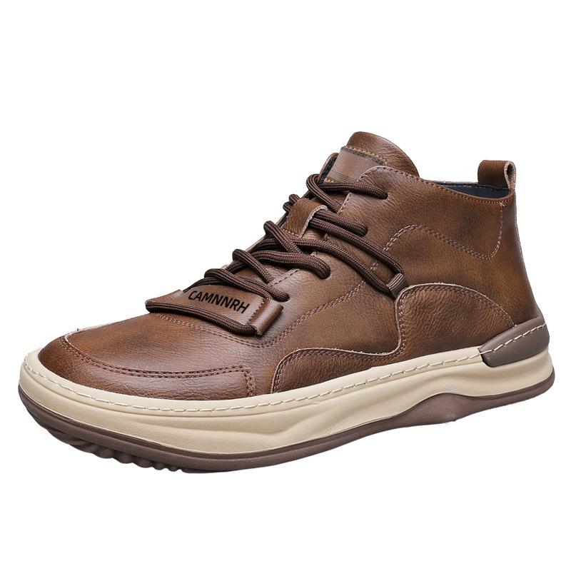 Fashion Spring and Autumn Men's New Leather Outdoor Sports Running Casual Shoes Breathable and Comfortable Soft Bottom Travel Shoes